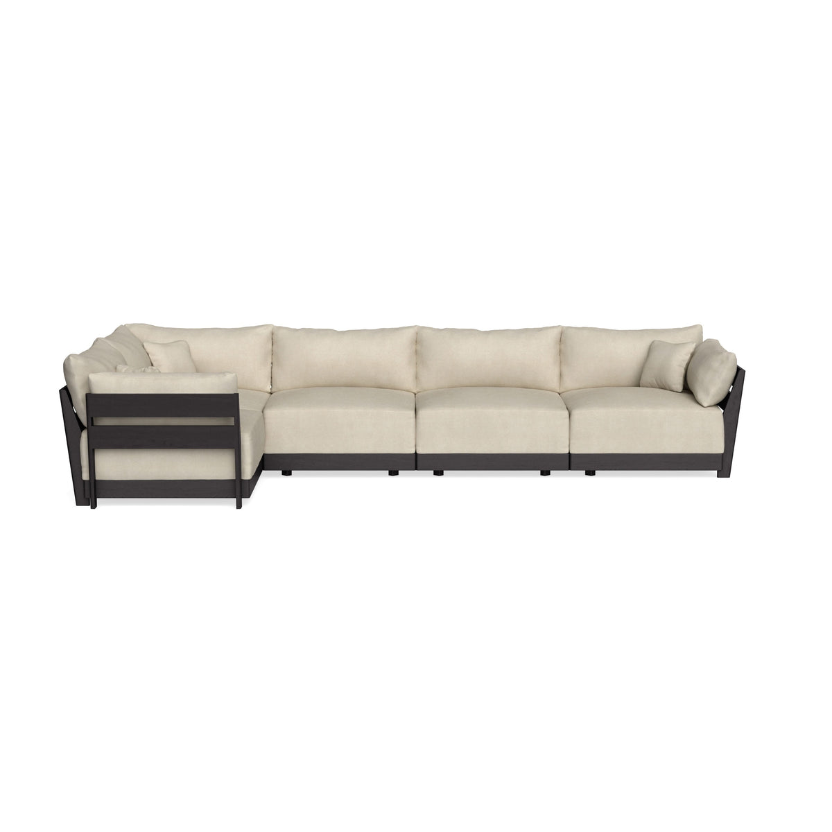 Modular Bondi Black 5-Seater L-Sectional in Almond | Memory Foam Blend ...