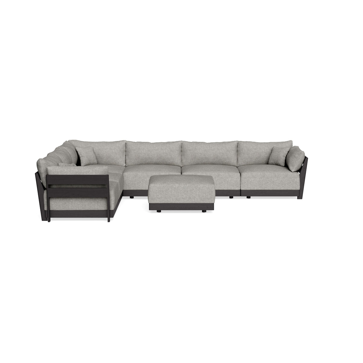 Modular Bondi Black 6-Seater Corner Sectional + Ottoman in Fog | Class ...
