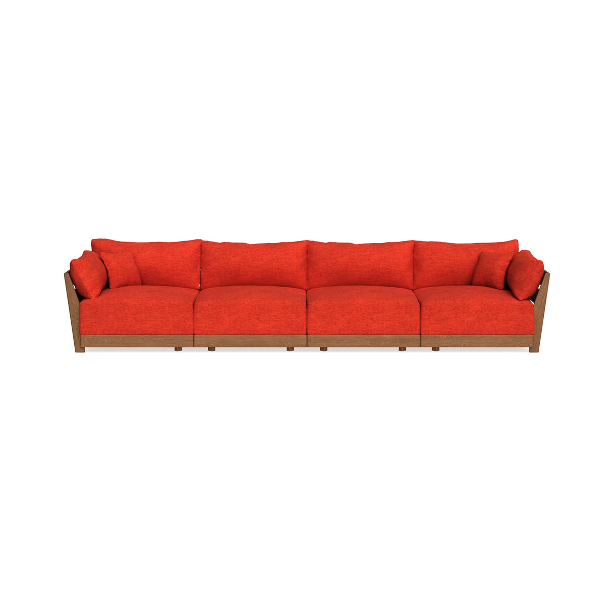 Modular Bondi Espresso 4-Seater Sofa in Poppy Orange | Memory Foam Ble ...