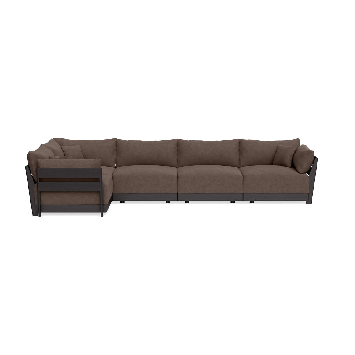 Modular Bondi Black 5-Seater L-Sectional in Chocolate | Memory Foam Bl ...