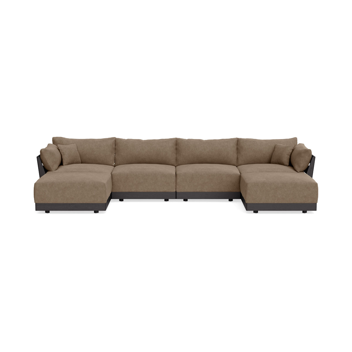 Modular Bondi Black 4-Seater U-Sectional in Coffee | Memory Foam Blend ...